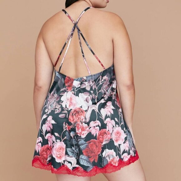 CACIQUE LANE BRYANT Plus Size Rose Bloom Floral Print / Lace Chemise Lingerie 4X - Picture 5 of 16